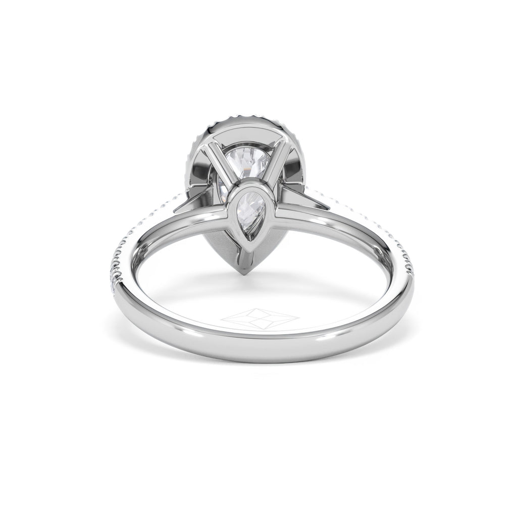 Diana Lab Diamond Pear Halo Engagement Ring 18KW Gold 1.60ct F/VS1