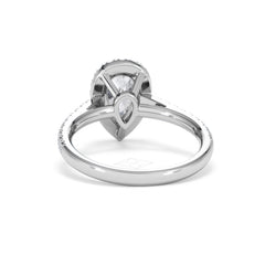 Diana Lab Diamond Pear Halo Engagement Ring 18KW Gold 1.60ct F/VS1
