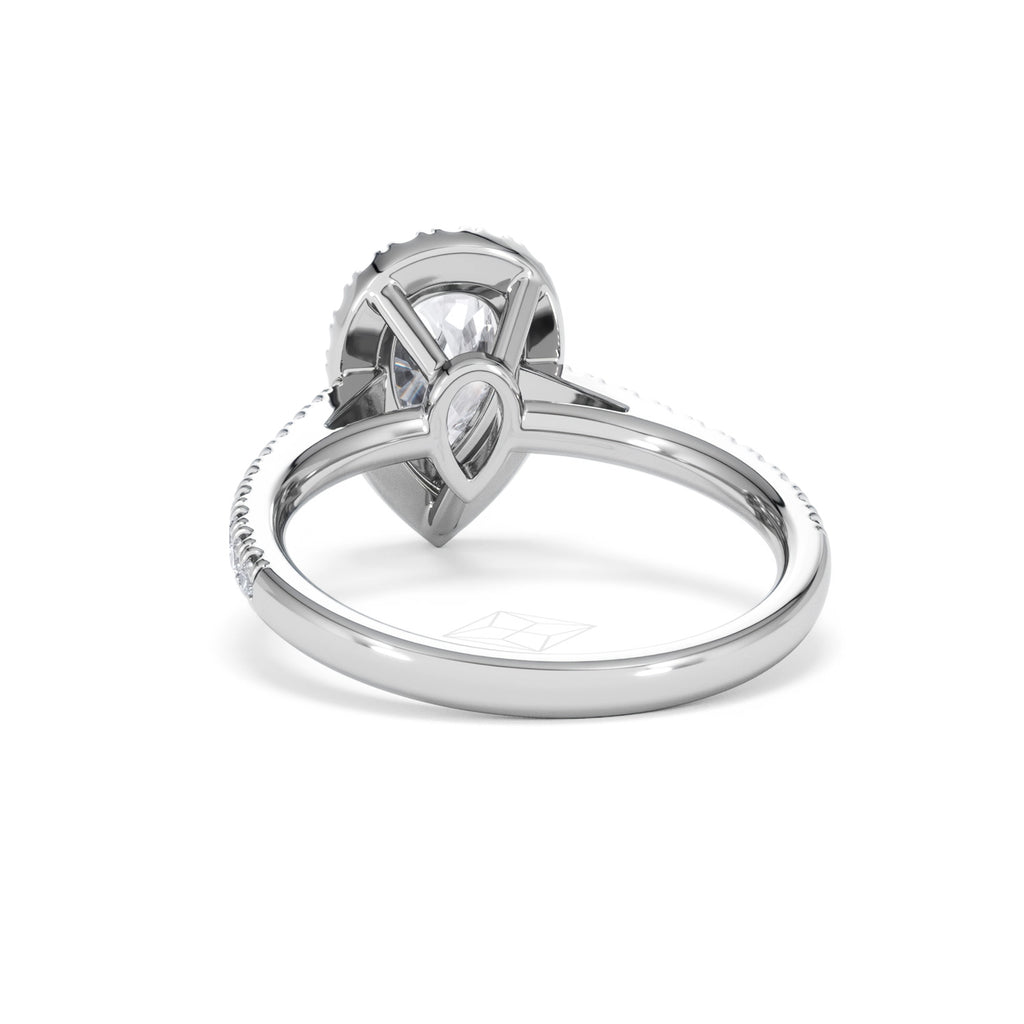 Diana Lab Diamond Pear Halo Engagement Ring 18KW Gold 1.60ct F/VS1