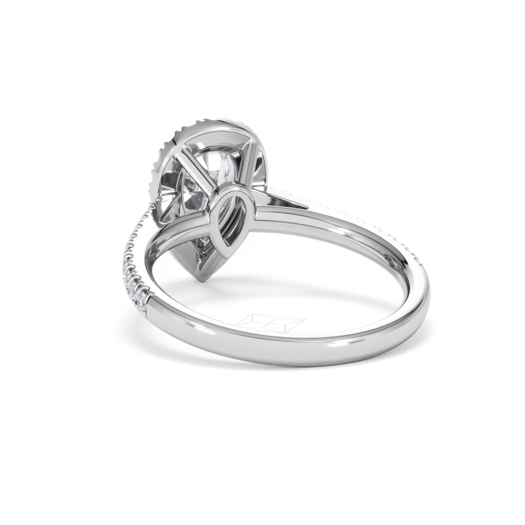 Diana Lab Diamond Pear Halo Engagement Ring 18KW Gold 1.60ct F/VS1