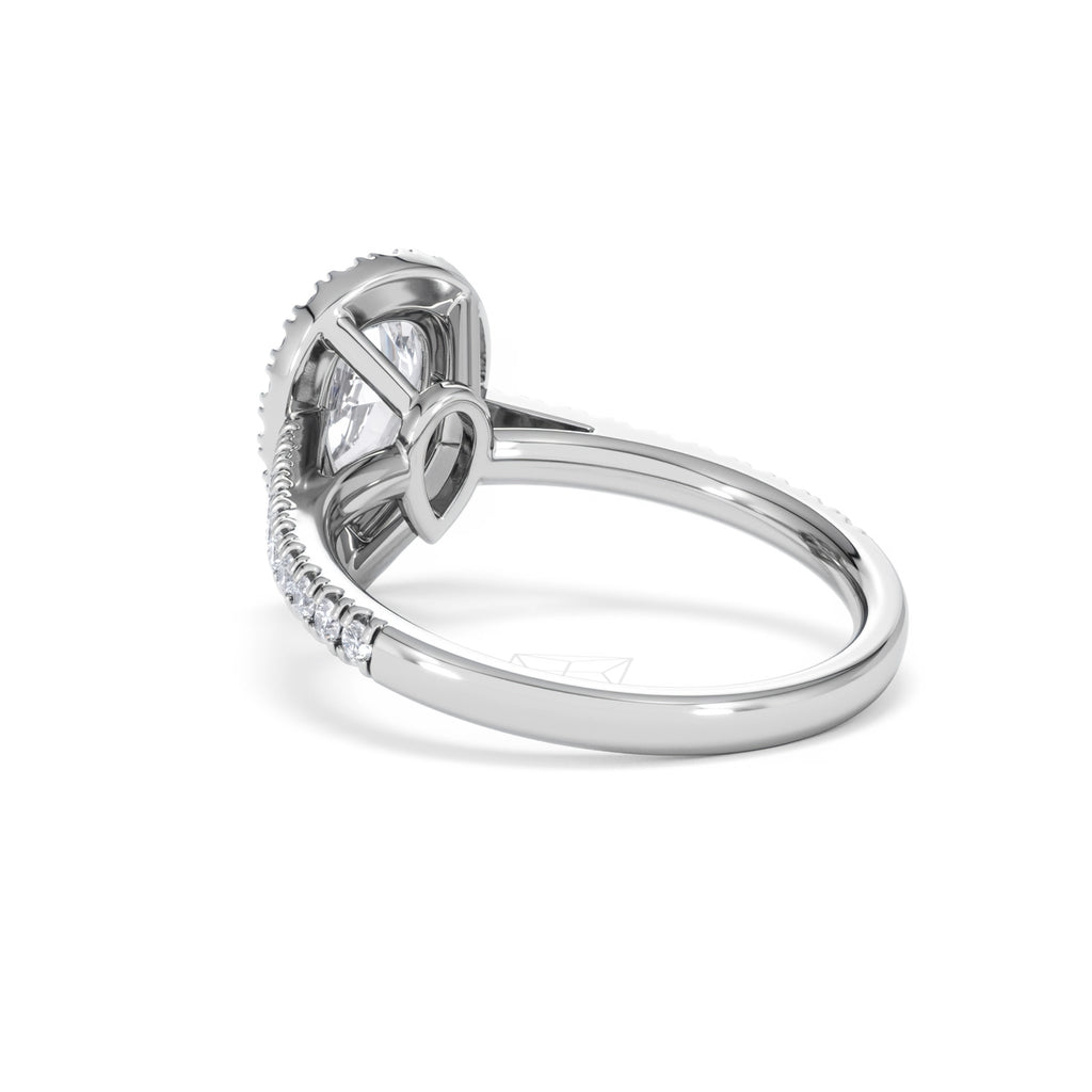 Diana Lab Diamond Pear Halo Engagement Ring 18KW Gold 1.60ct F/VS1