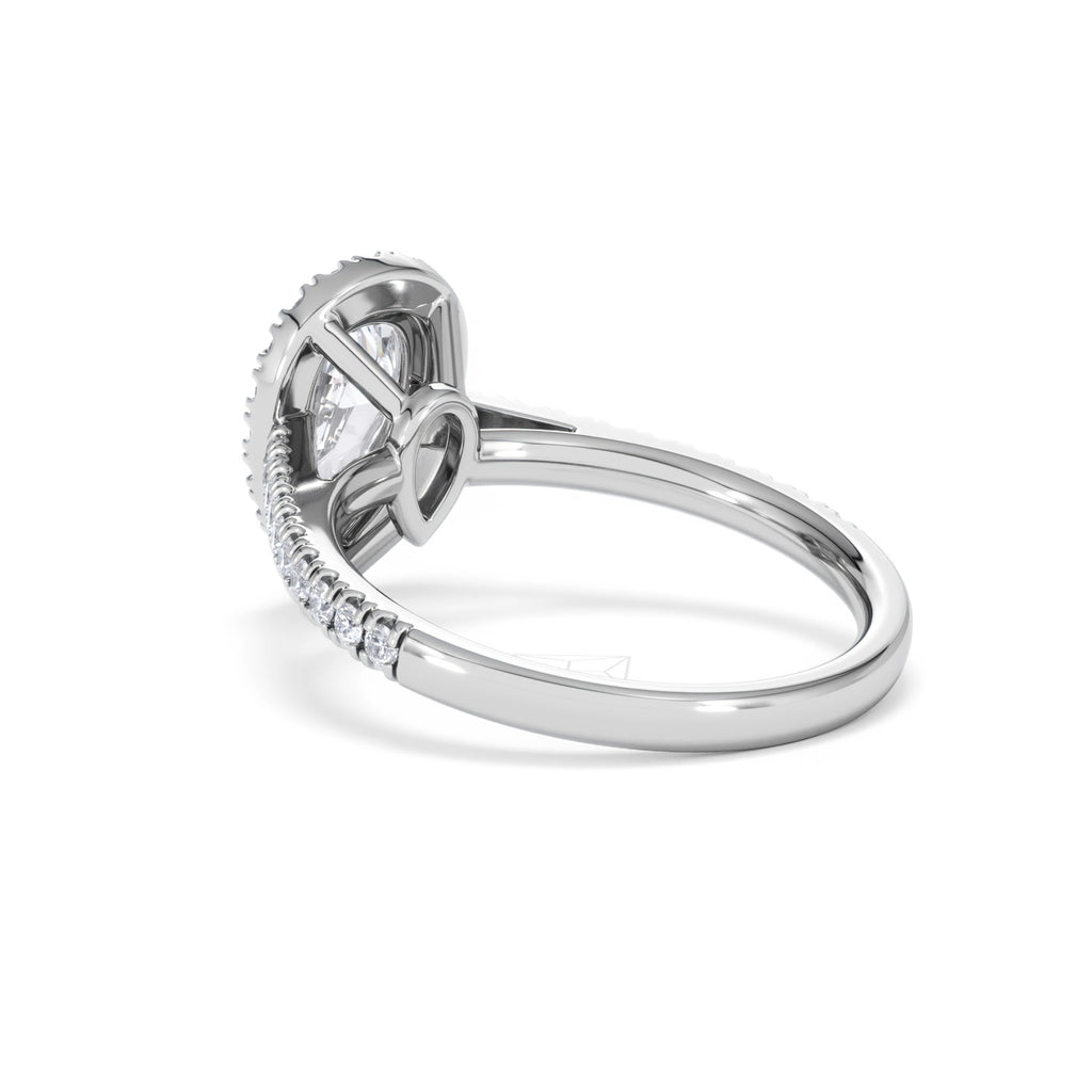 Diana Lab Diamond Pear Halo Engagement Ring 18KW Gold 1.60ct F/VS1
