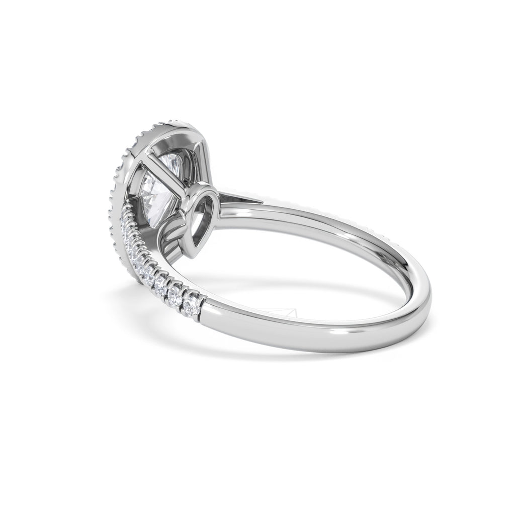 Diana Lab Diamond Pear Halo Engagement Ring 18KW Gold 1.60ct F/VS1