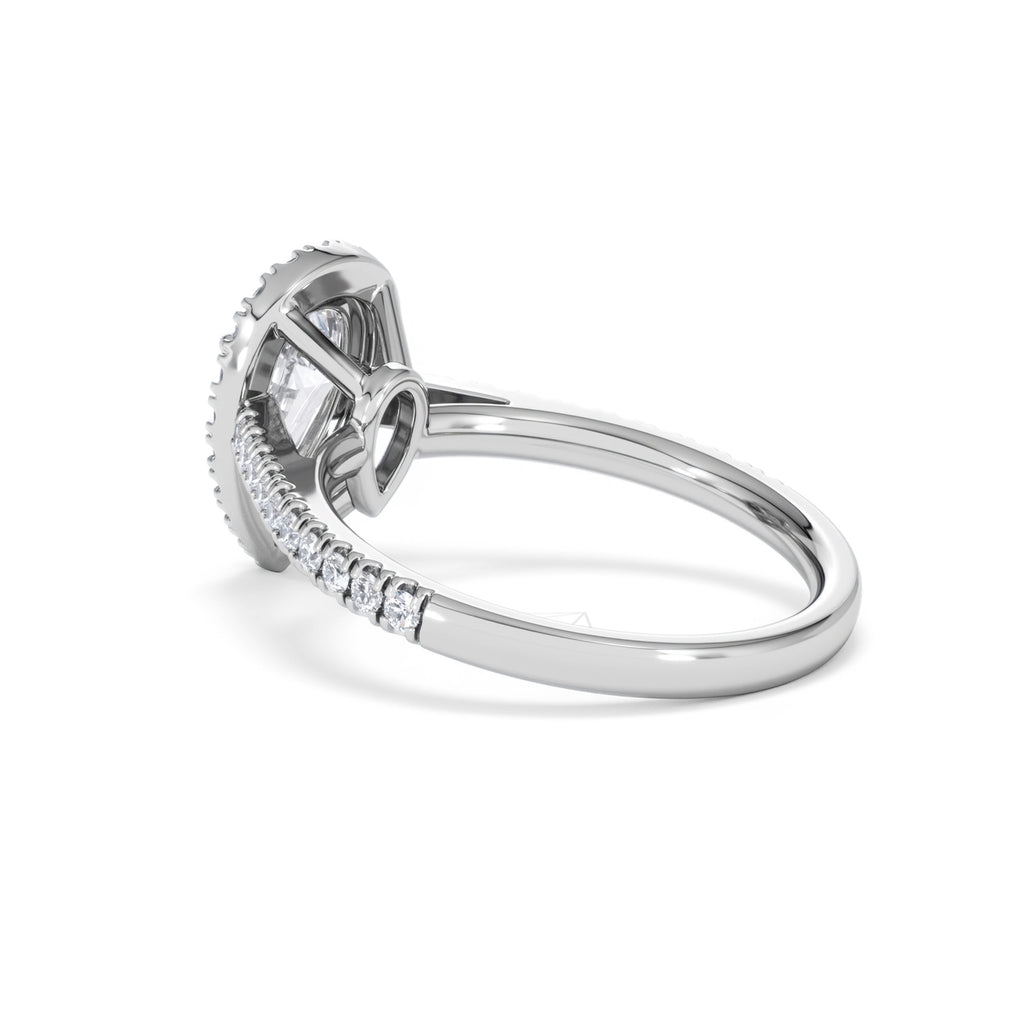 Diana Lab Diamond Pear Halo Engagement Ring 18KW Gold 1.60ct F/VS1