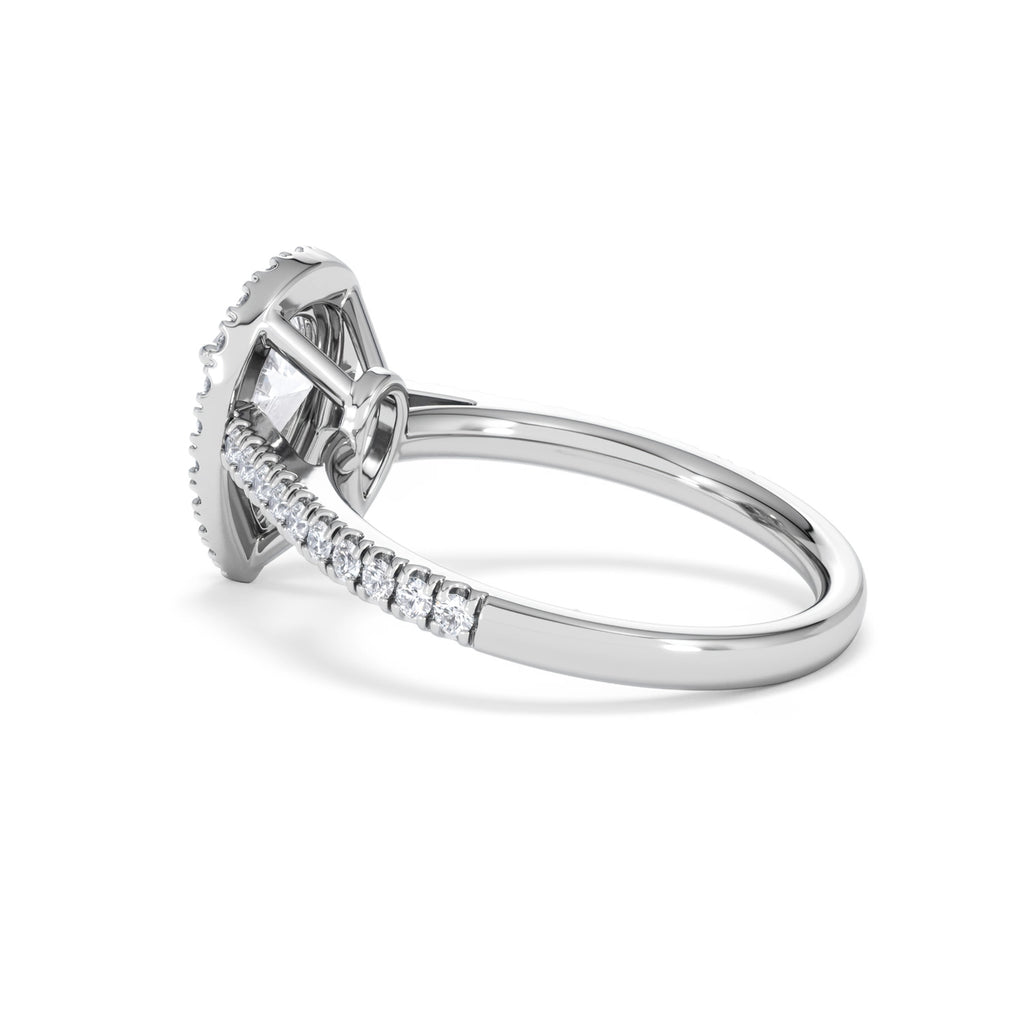 Diana Lab Diamond Pear Halo Engagement Ring 18KW Gold 1.60ct F/VS1