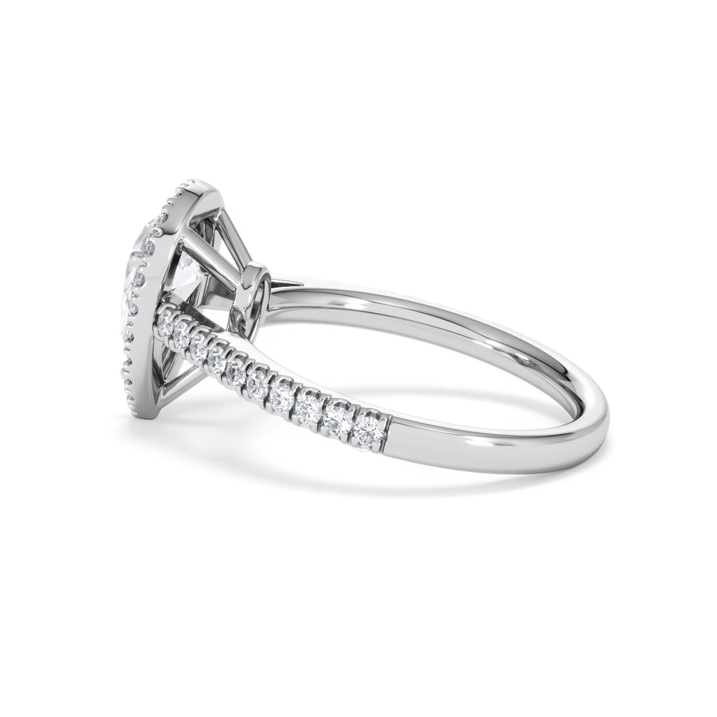 Diana Lab Diamond Pear Halo Engagement Ring 18KW Gold 1.60ct F/VS1