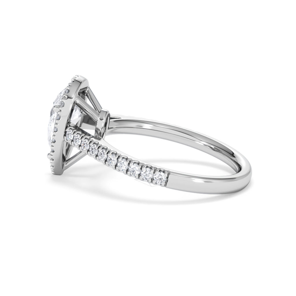 Diana Lab Diamond Pear Halo Engagement Ring 18KW Gold 1.60ct F/VS1