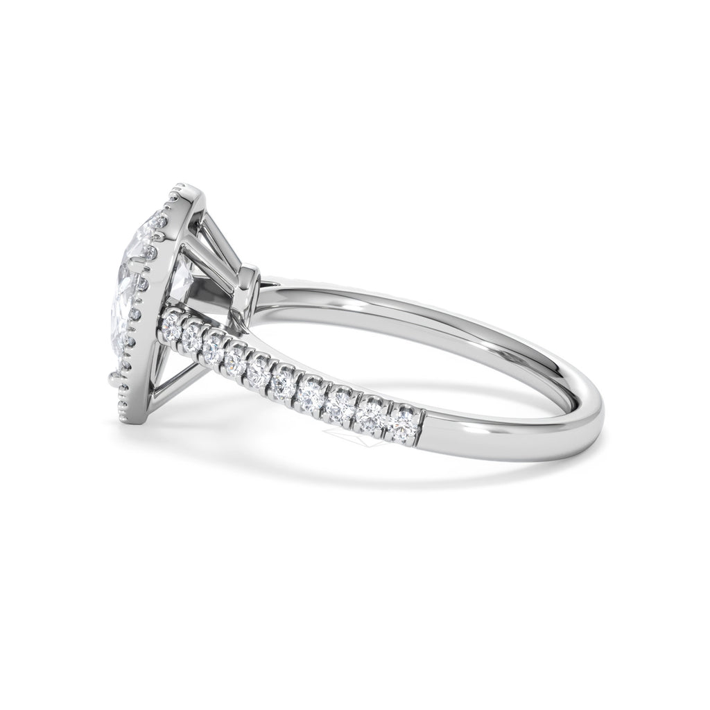 Diana Lab Diamond Pear Halo Engagement Ring 18KW Gold 1.60ct F/VS1