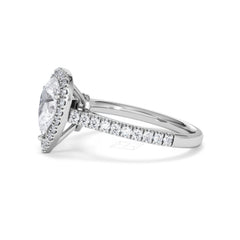 Diana Lab Diamond Pear Halo Engagement Ring 18KW Gold 1.60ct F/VS1