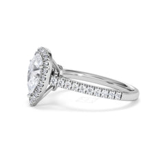 Diana Lab Diamond Pear Halo Engagement Ring 18KW Gold 1.60ct F/VS1