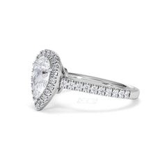 Diana Lab Diamond Pear Halo Engagement Ring 18KW Gold 1.60ct F/VS1