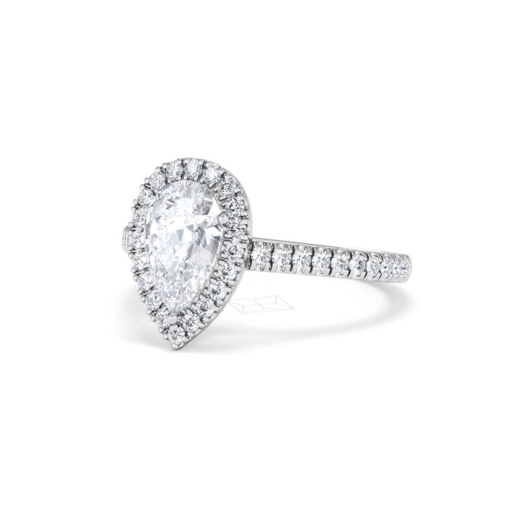 Diana Lab Diamond Pear Halo Engagement Ring 18KW Gold 1.60ct F/VS1