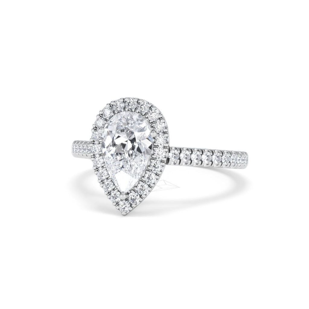 Diana Lab Diamond Pear Halo Engagement Ring Platinum 1.60ct F/VS1