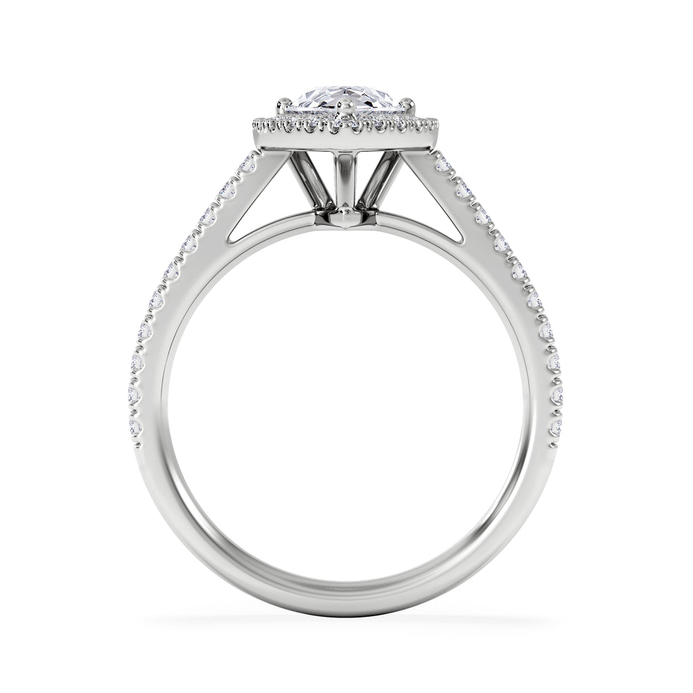 Diana Lab Diamond Pear Halo Engagement Ring 18KW Gold 1.60ct F/VS1