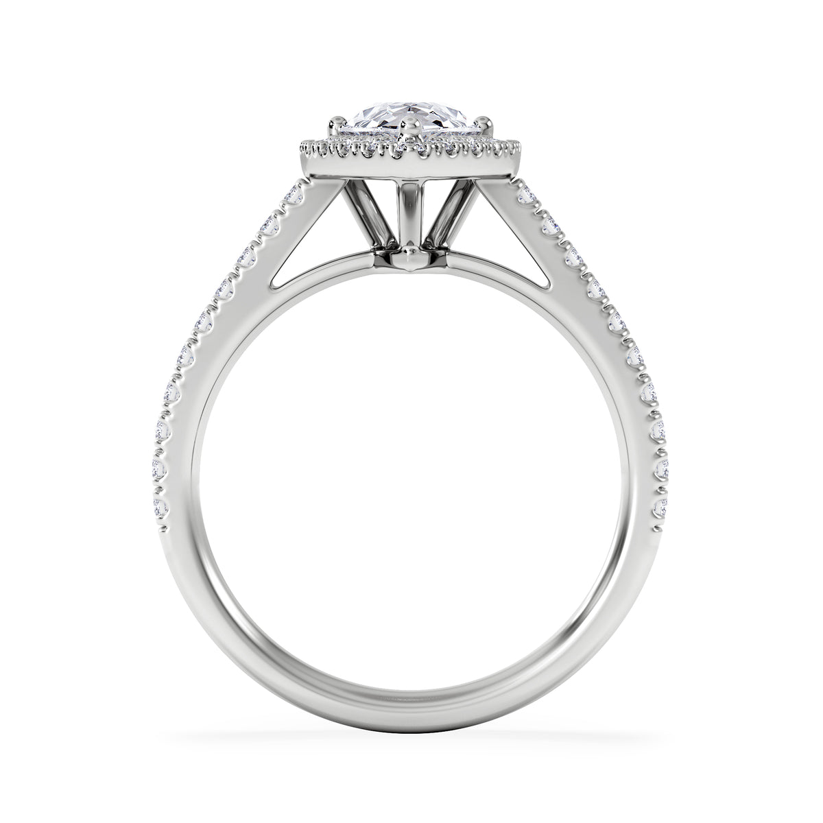 Diana Lab Diamond Pear Halo Engagement Ring Platinum 1.60ct F/VS1