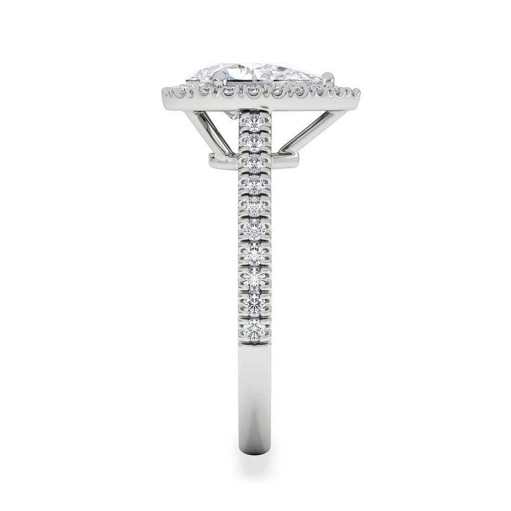 Diana Lab Diamond Pear Halo Engagement Ring 18KW Gold 1.60ct F/VS1