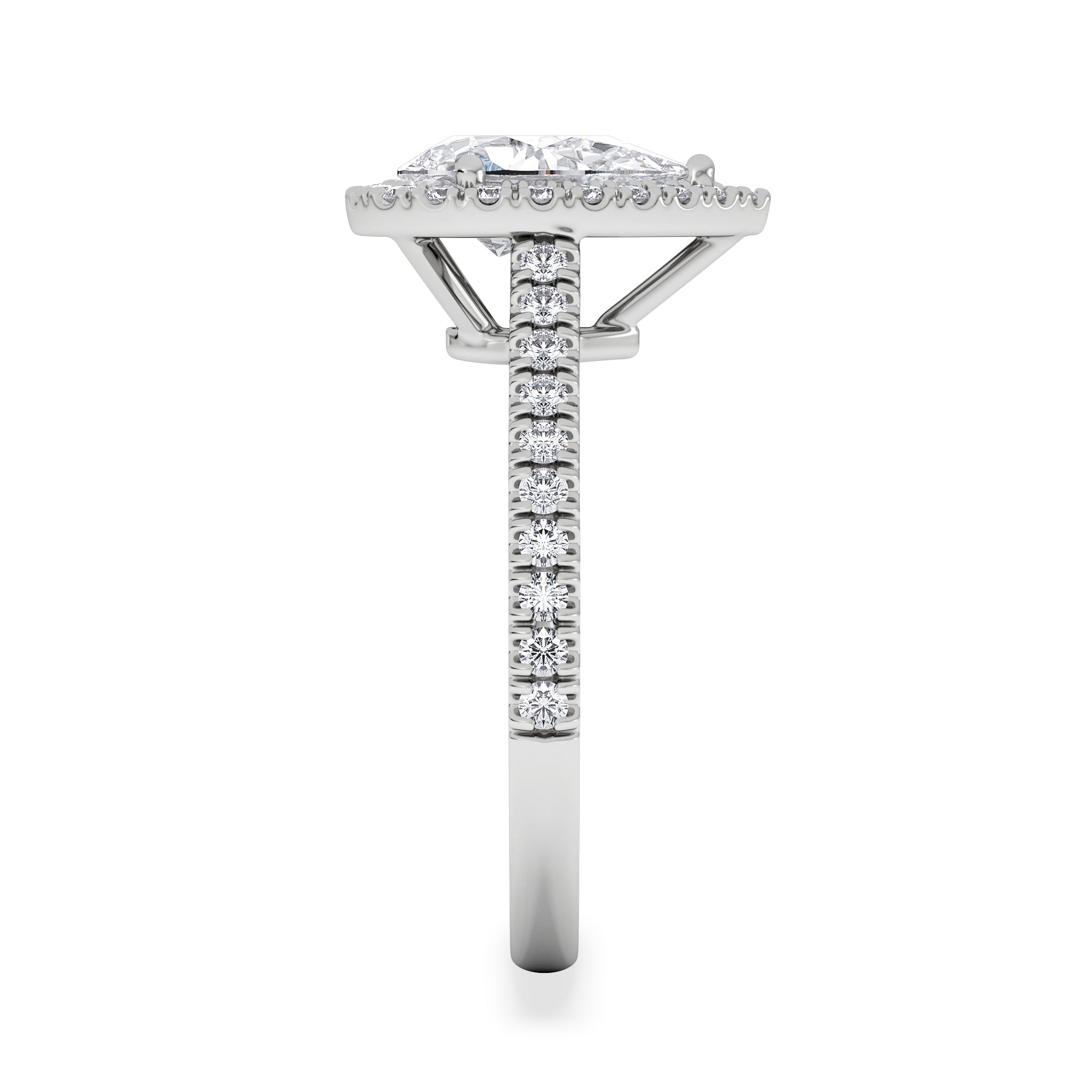 Diana Lab Diamond Pear Halo Engagement Ring 18KW Gold 1.60ct F/VS1