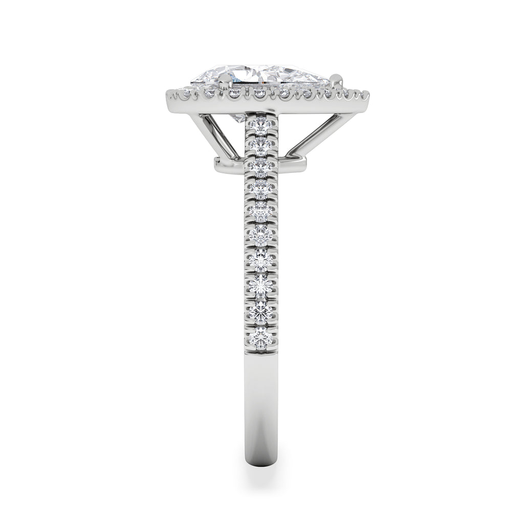 Diana Lab Diamond Pear Halo Engagement Ring Platinum 1.60ct F/VS1