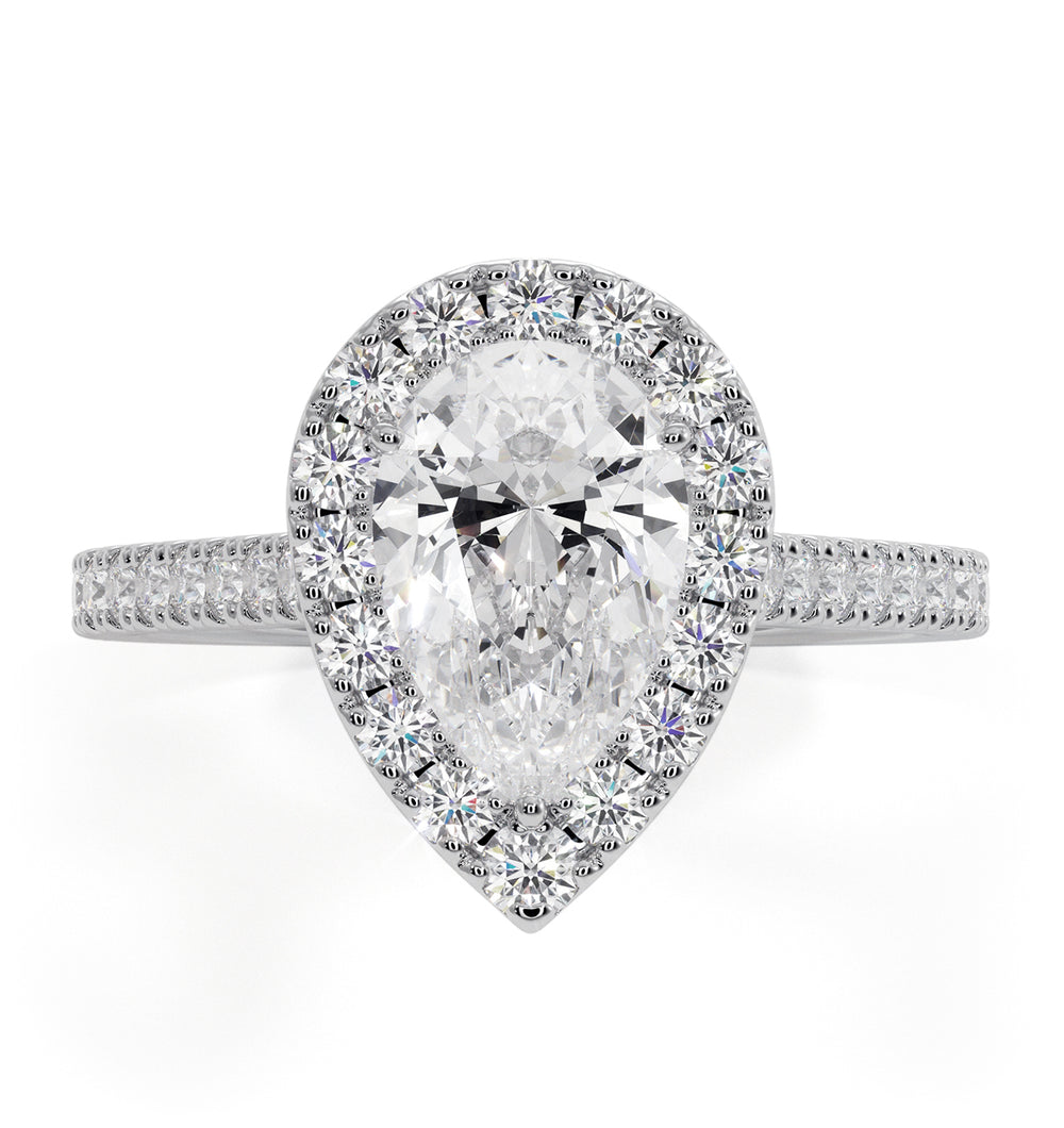Diana GIA Diamond Pear Halo Engagement Ring Platinum 1.60ct G/SI1