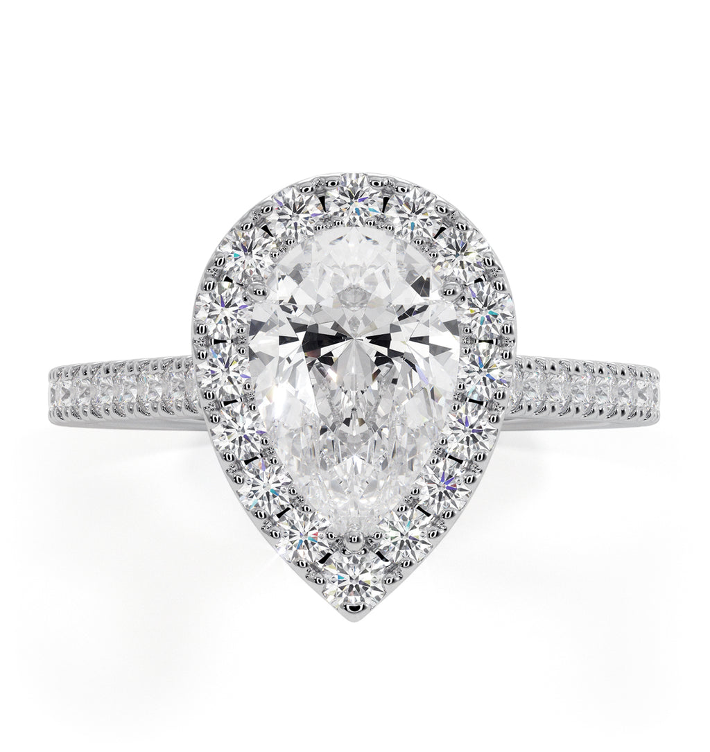 Diana GIA Diamond Pear Halo Engagement Ring Platinum 1.60ct G/SI1