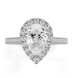 Diana GIA Diamond Pear Halo Engagement Ring Platinum 1.60ct G/SI1
