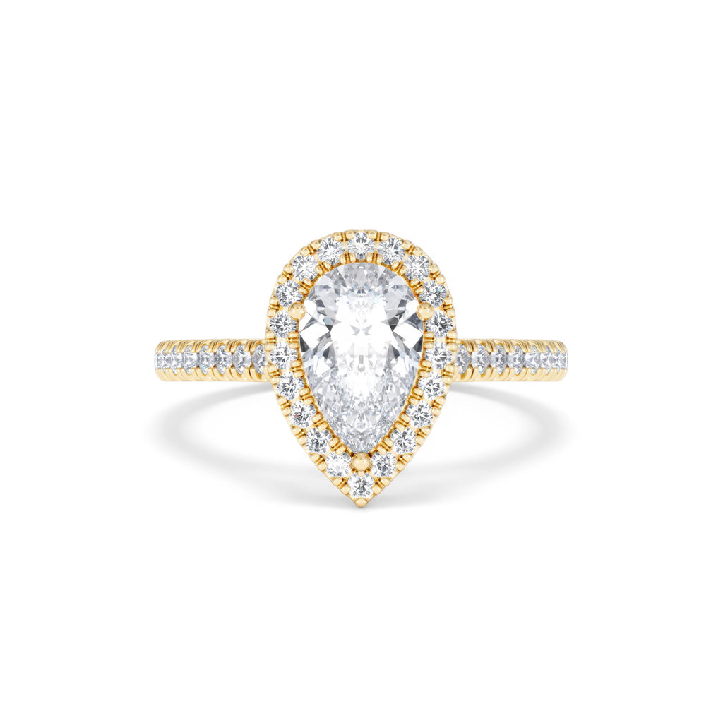 Diana Lab Diamond Pear Halo Engagement Ring in 18K Gold 1.60ct F/VS1