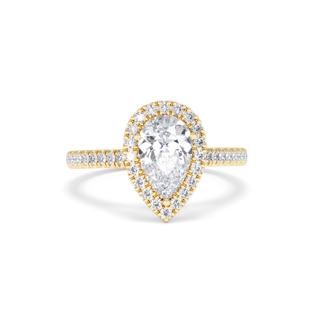 Diana Lab Diamond Pear Halo Engagement Ring in 18K Gold 1.60ct F/VS1