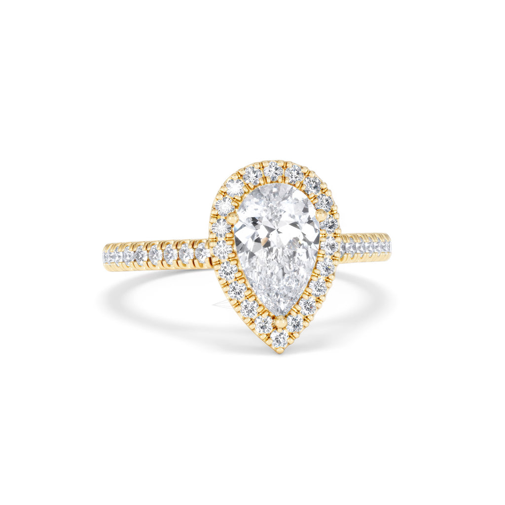Diana Lab Diamond Pear Halo Engagement Ring in 18K Gold 1.60ct F/VS1