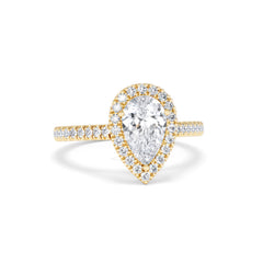 Diana Lab Diamond Pear Halo Engagement Ring in 18K Gold 1.60ct F/VS1