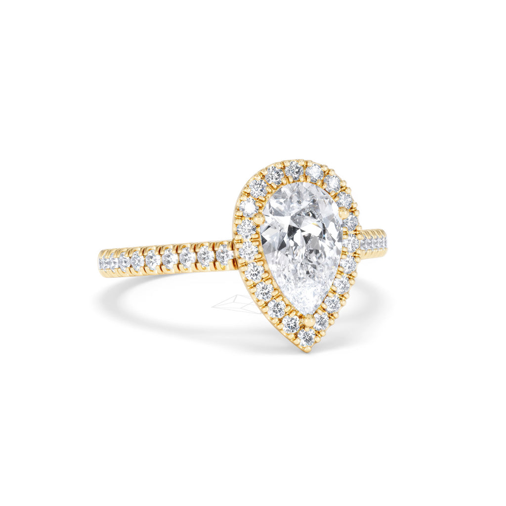 Diana Lab Diamond Pear Halo Engagement Ring in 18K Gold 1.60ct F/VS1