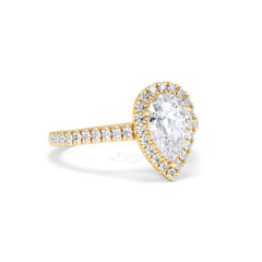 Diana Lab Diamond Pear Halo Engagement Ring in 18K Gold 1.60ct F/VS1