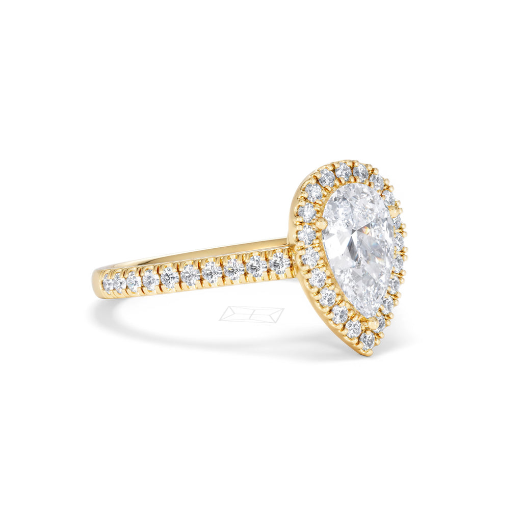 Diana Lab Diamond Pear Halo Engagement Ring in 18K Gold 1.60ct F/VS1