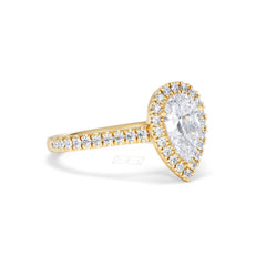 Diana Lab Diamond Pear Halo Engagement Ring in 18K Gold 1.60ct F/VS1