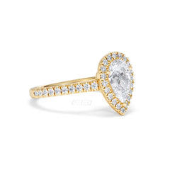 Diana Lab Diamond Pear Halo Engagement Ring in 18K Gold 1.60ct F/VS1