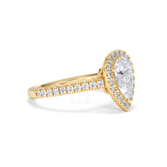 Diana Lab Diamond Pear Halo Engagement Ring in 18K Gold 1.60ct F/VS1