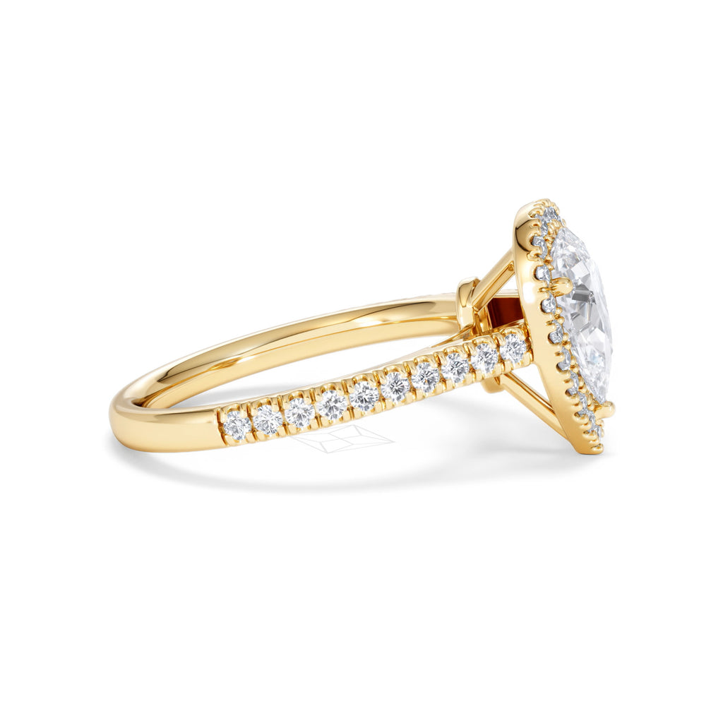 Diana Lab Diamond Pear Halo Engagement Ring in 18K Gold 1.60ct F/VS1