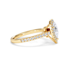 Diana Lab Diamond Pear Halo Engagement Ring in 18K Gold 1.60ct F/VS1
