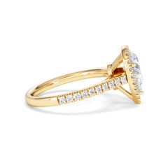 Diana Lab Diamond Pear Halo Engagement Ring in 18K Gold 1.60ct F/VS1