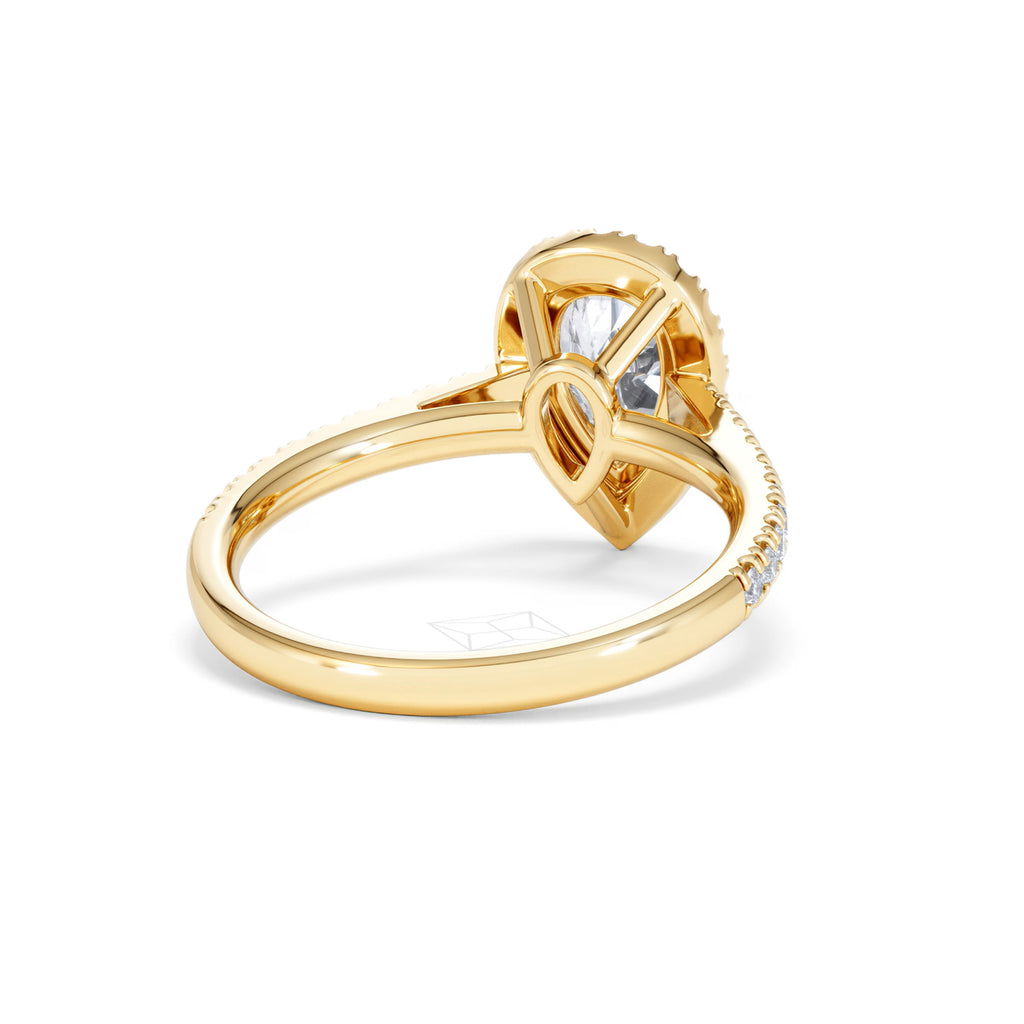 Diana Lab Diamond Pear Halo Engagement Ring in 18K Gold 1.60ct F/VS1
