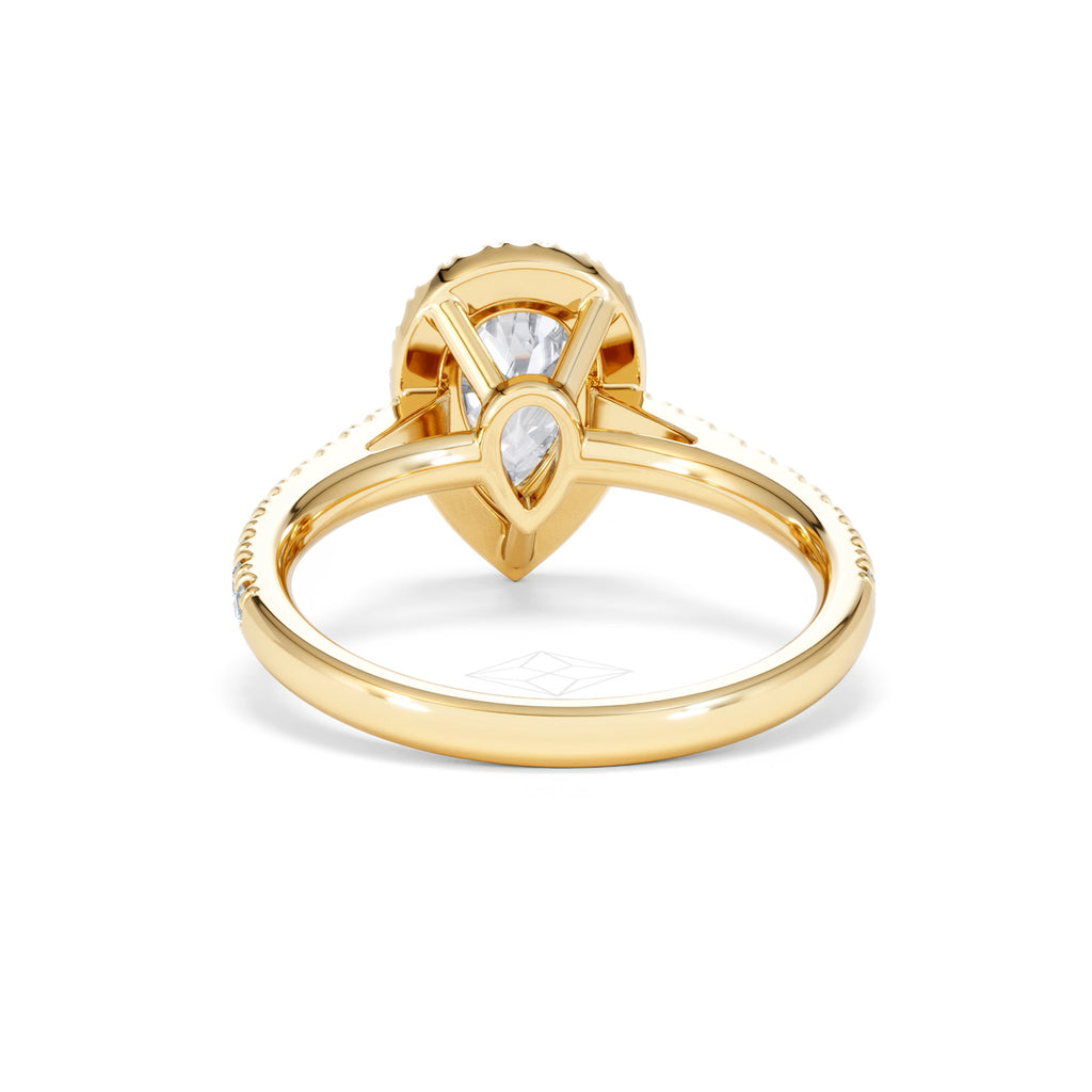 Diana Lab Diamond Pear Halo Engagement Ring in 18K Gold 1.60ct F/VS1