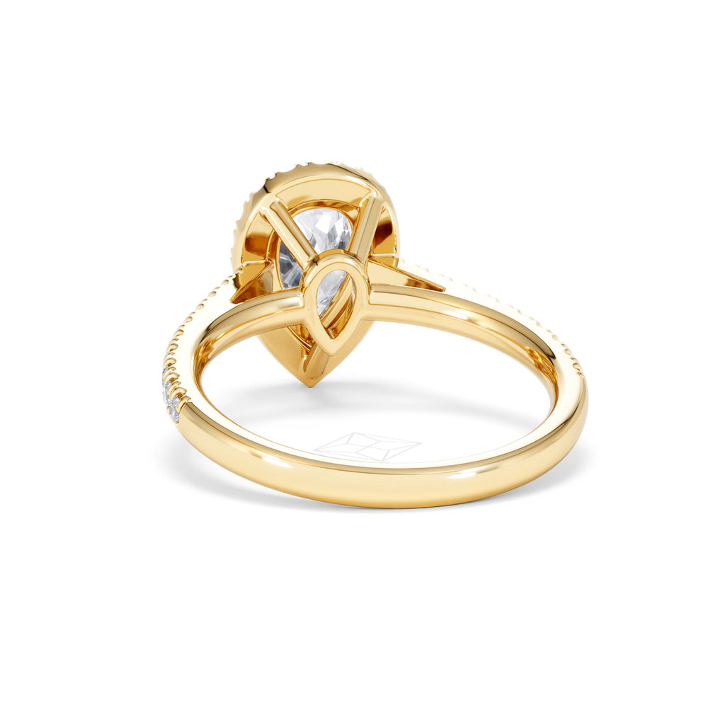 Diana Lab Diamond Pear Halo Engagement Ring in 18K Gold 1.60ct F/VS1