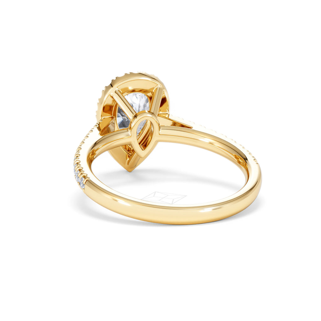 Diana Lab Diamond Pear Halo Engagement Ring in 18K Gold 1.60ct F/VS1