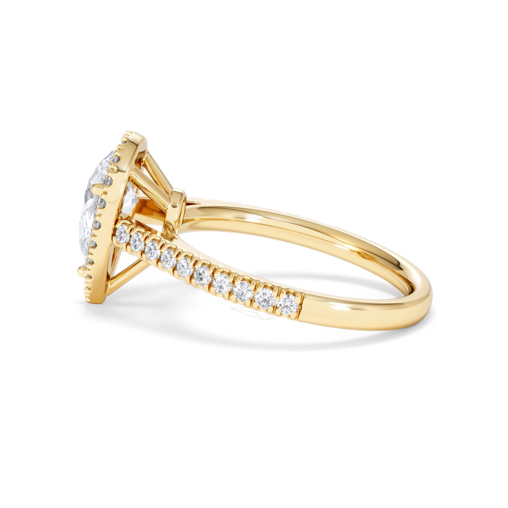Diana Lab Diamond Pear Halo Engagement Ring in 18K Gold 1.60ct F/VS1