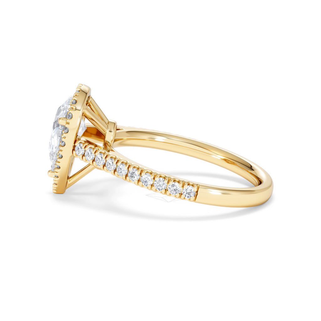 Diana Lab Diamond Pear Halo Engagement Ring in 18K Gold 1.60ct F/VS1