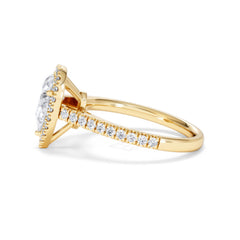 Diana Lab Diamond Pear Halo Engagement Ring in 18K Gold 1.60ct F/VS1