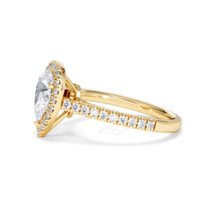 Diana Lab Diamond Pear Halo Engagement Ring in 18K Gold 1.60ct F/VS1