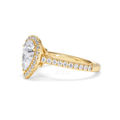 Diana Lab Diamond Pear Halo Engagement Ring in 18K Gold 1.60ct F/VS1