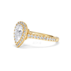 Diana Lab Diamond Pear Halo Engagement Ring in 18K Gold 1.60ct F/VS1