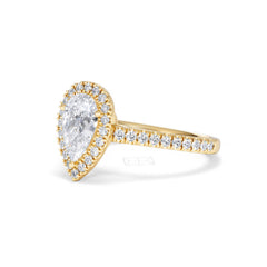 Diana Lab Diamond Pear Halo Engagement Ring in 18K Gold 1.60ct F/VS1