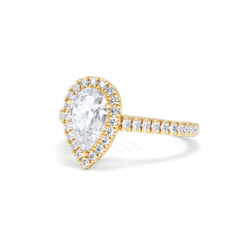 Diana Lab Diamond Pear Halo Engagement Ring in 18K Gold 1.60ct F/VS1